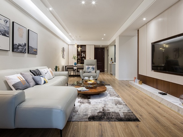 武漢東原啟城簡約三居室裝修效果圖_97平米11萬裝修設(shè)計案例