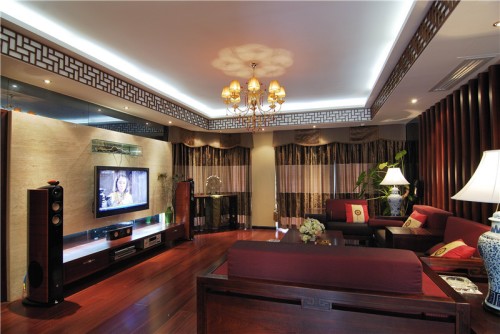 澳華裝飾中式風格裝修效果圖,廣電蘭亭都薈中式風格117平米三居室裝修設計圖片_樣板間_實景圖-搜房網裝修設計網