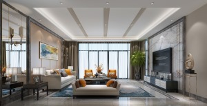 【武漢名星裝飾】中建大公館現(xiàn)代簡約風(fēng)格裝修設(shè)計客廳效果圖120平三室兩廳